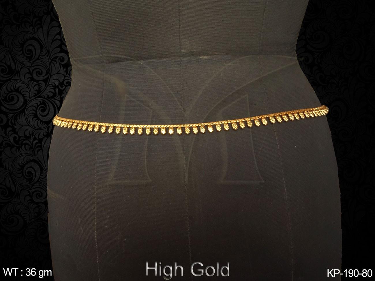 Plain high golden grass delicate design antique kamar patta ...