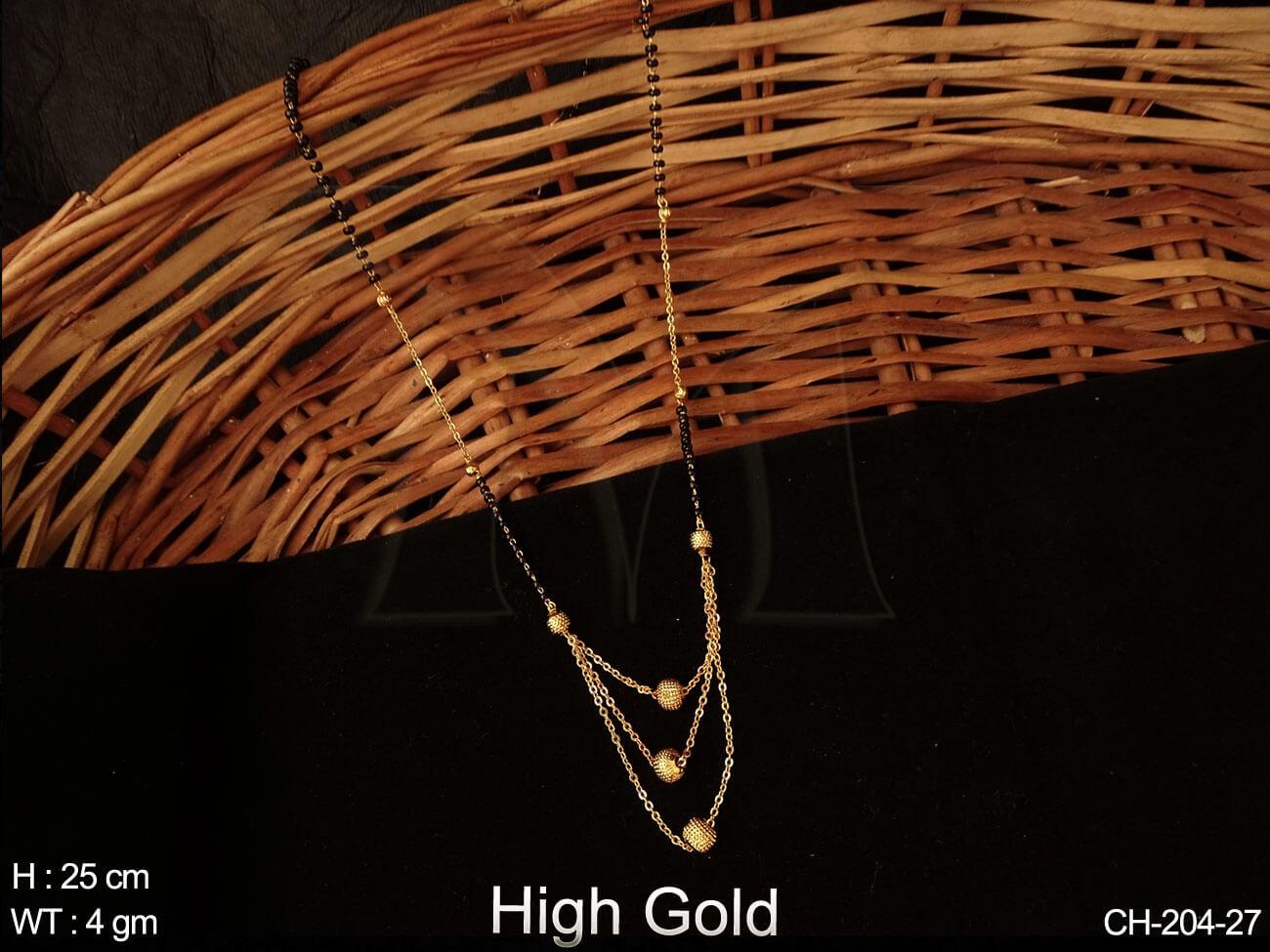 One Line Three Layer Chian Antique Mangalsutra - Antique Jewellery - Antique Mangalsutra - Manek 