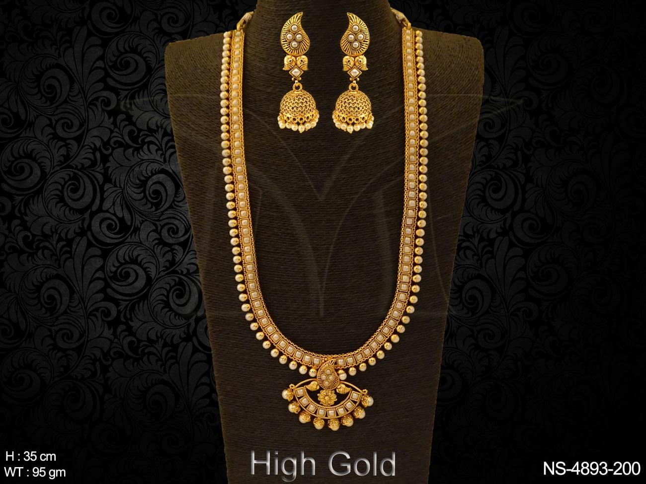 Long Designer Moti Kemp Necklace Set - NECKLACE SETS - Copper and Brass ...