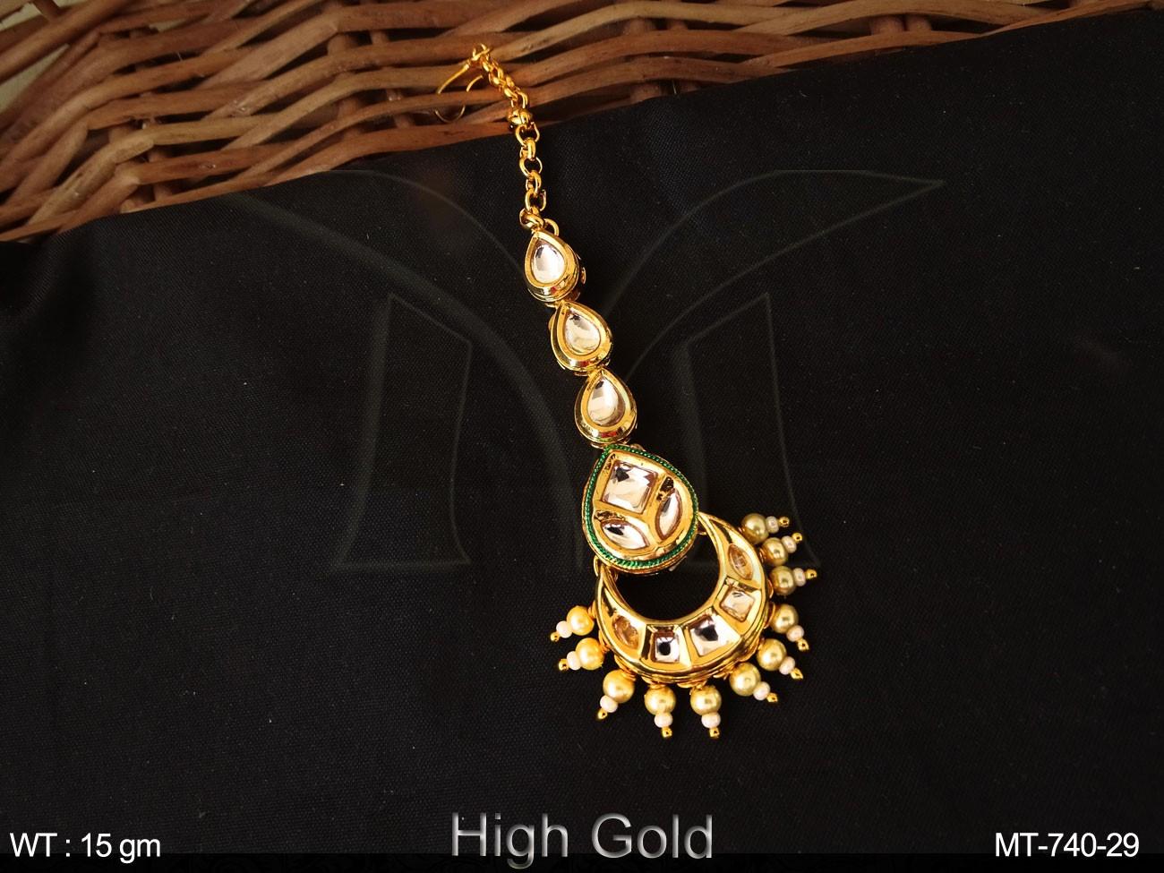Choko Floral Kundan Maangtikka for Girls & Kids - Red & Green Mirror Detail
