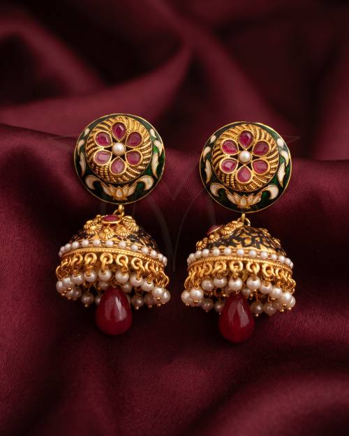 royal rajastani designer jumki antique earrings detail