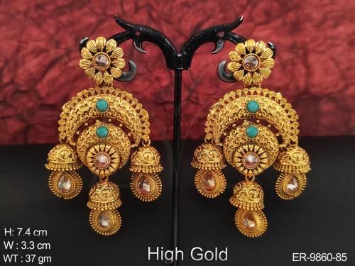 Antique Beautiful High Gold Polish Earrings 