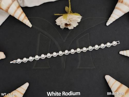 Beautiful Designer Full Stone White Rodium Polish Party Wear Bracelets  