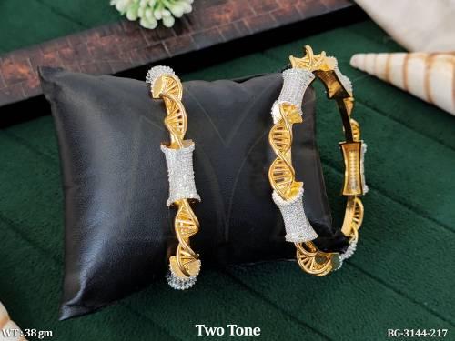 Stylish Two Tone CZ Designer Bangles for Women