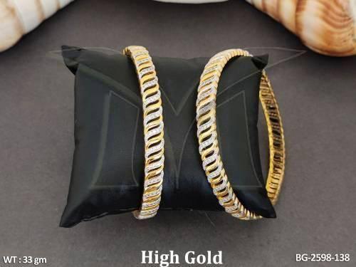 American High Gold Polish Fancy Style 2Pc Bnagles Sets   
