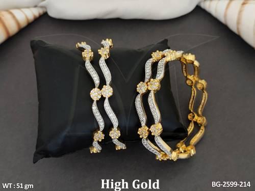 Designer Fancy Stone High Gold Polish Party Wear 4 Bangles Set  