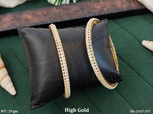 American Diamond High Gold Bangles Set Party Wear Bangles