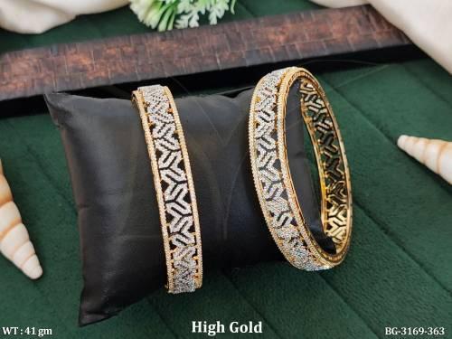 Premium AD Stone Party Wear Bangles High Gold Fancy Cutwork Bangles Set