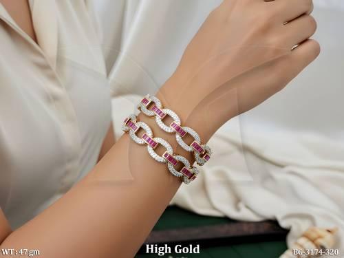 Designer Pink Stone Party Wear Bangles High Gold Fashion Bangles