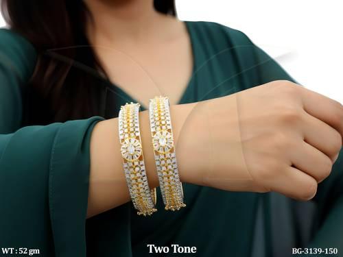 Two Tone American Diamond Floral Designer Bangles