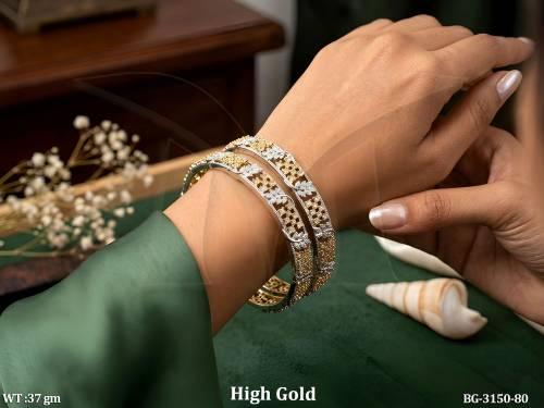 High Gold American Diamond Bangles Set