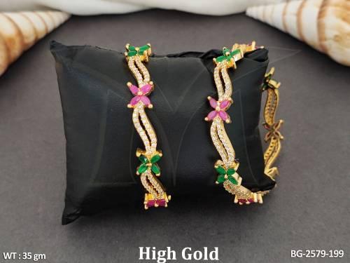 Designer Fancy Style High Gold  Party wear 2 Bangles Set  