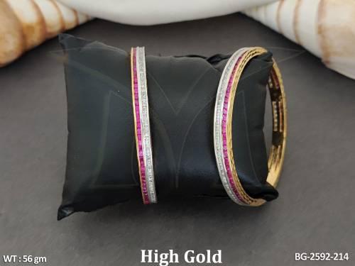 Designer Fancy Style High Gold Polish Full Stone  Party Wear 2 Bangles Set  