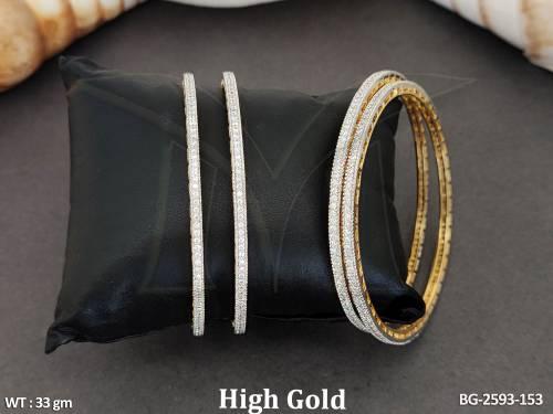 American Dimond Full Stone High Gold Polish Desiner Fancy Design Party Wear 4 Pc  Bangles Set  