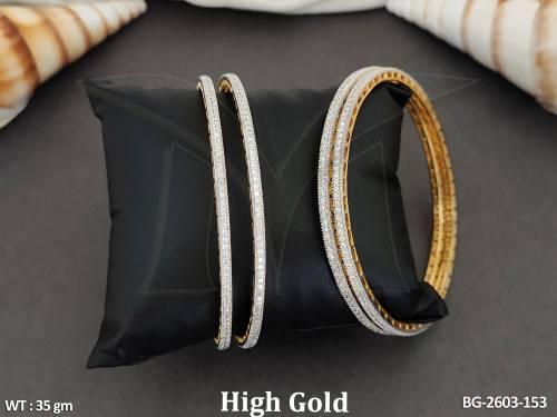 AD CZ Full Stone Designer Fancy Style High Gold Polish 4 Bangles Set  