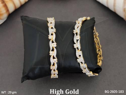 American Diamond High Gold Polish Party Wear 2 Bangles Set  