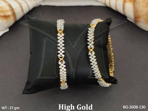 Designer Fancy Style High Gold Polish  2 Bangles Set  
