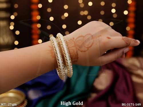 Stylish High Gold Crystal Bangles for Traditional Party Wear Look 