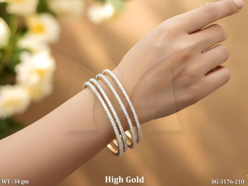 Elegant American Diamond High Gold Finish Daily Wear Bangles