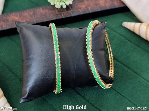 Full Stone High Gold Plated 2 Bangles Set