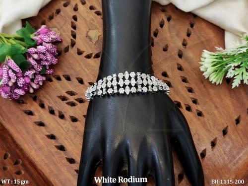American Diamond White Rodium CZ Stone Polish Bracelets  