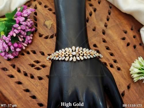 CZ Stone High Gold Polish Full Stone Bracelets  