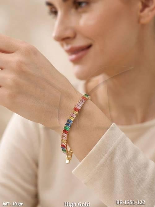 Vibrant Rainbow Stone Gold Finish Bracelet