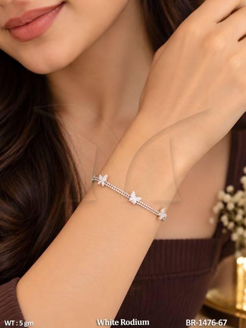 White Rodium Butterfly Designer Bracelet