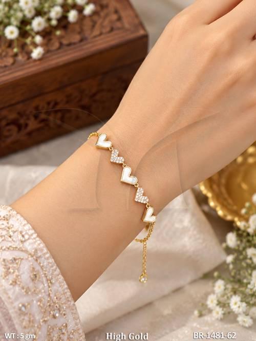 Elegant White Heart Stone Designer Bracelet