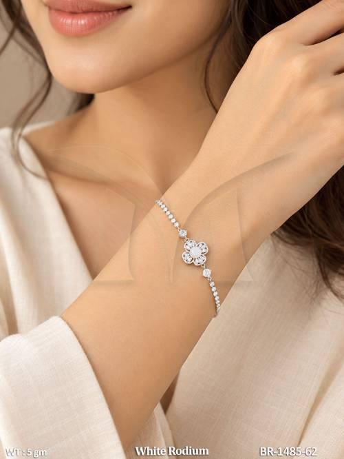 American Diamond Floral Chain Bracelet