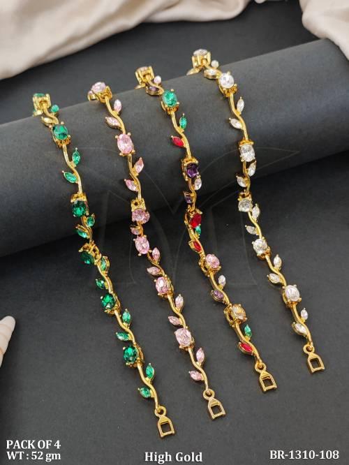 High Gold Multicolor Stone Vine Bracelet Pack of 5