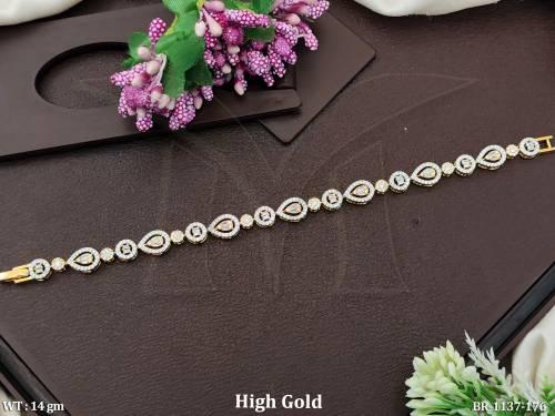 CZ Full Stone High Gold Polish Fancy Style Bracelets    — BR-1137-176