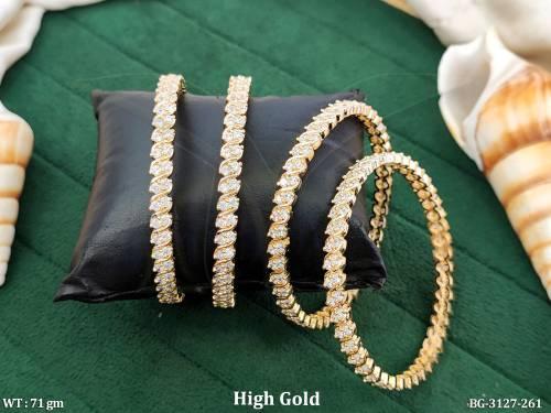 American Diamond Gold Plated Bangles Set for Women
