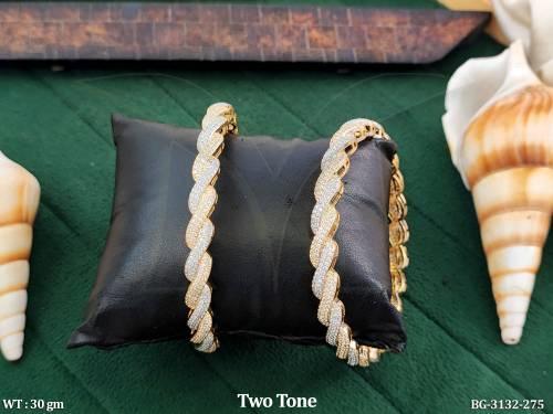 Elegant Two Tone American Diamond Twist Bangles