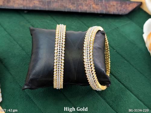 Elegant High Gold Diamond Look Bangles Set for Women