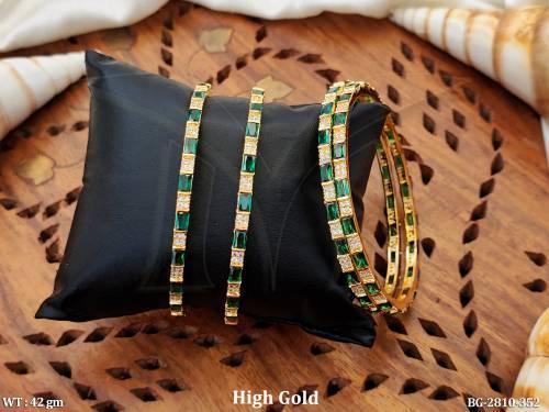 Beautiful Design High Gold Polish Party Wea 4 Bangles Set   