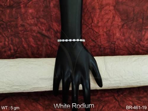 White Rodium Fancy Design Party wear Cz Ad Full Stones Bracelet