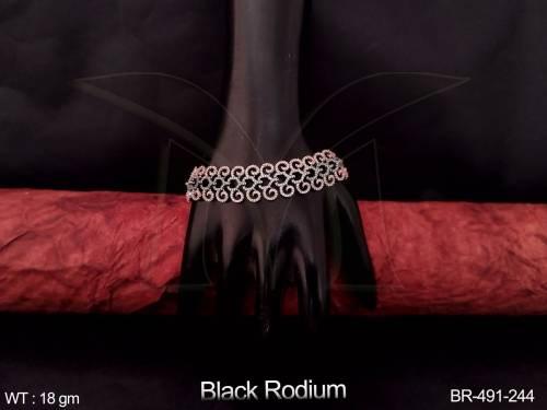 designer-ad-cz-jewelry-black-rodium-plated-western-style-party-wear-ad-cz-bracelets