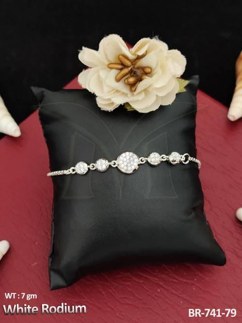 CZ Full Stone White Rodium Polish Fancy Style Bracelets  — BR-741-79