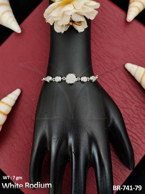 CZ Full Stone White Rodium Polish Fancy Style Bracelets  — BR-741-79