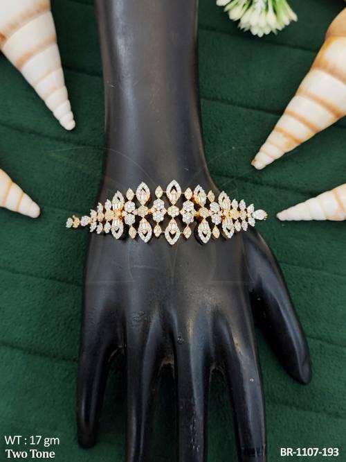 Beautiful Two Tone Polish CZ Stone Party Wear Bracelets  
