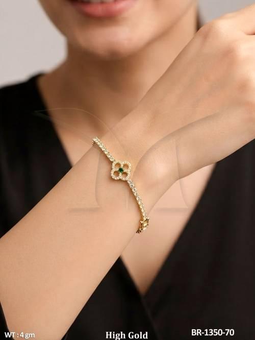 High Gold Floral American Diamond Bracelet