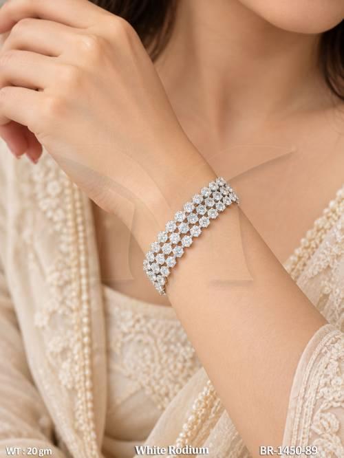 White Rhodium American Diamond Designer Bracelet