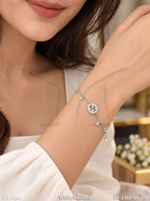 White Rodium American Diamond Chain Bracelet