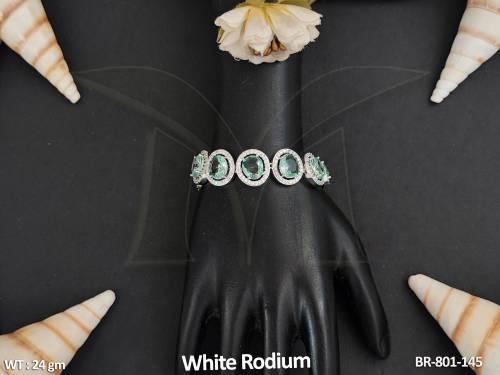 Designer AD CZ Full White Rodium Polish Party wear Bracelets 