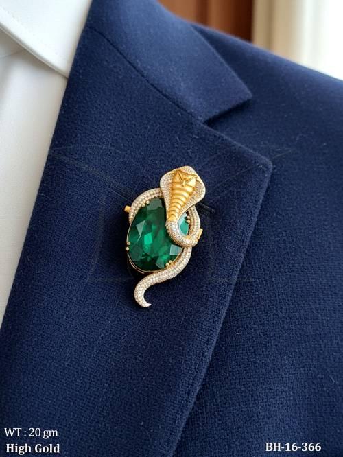Premium American Diamond Brooch Pin Royal Cobra Style Party Wear Brooch