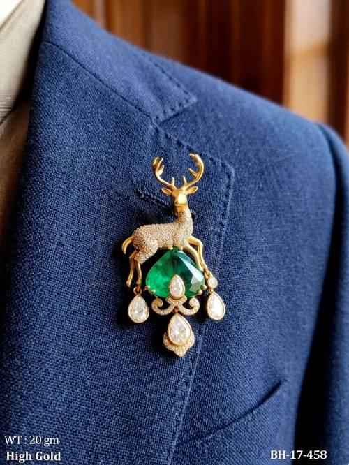 Premium American Diamond Deer Brooch