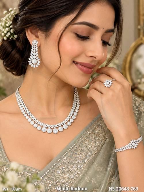 Elegant American Diamond Floral Necklace Set