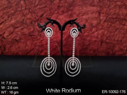 White Rodium Designer Fancy Style Party wear Long Dangler Earring