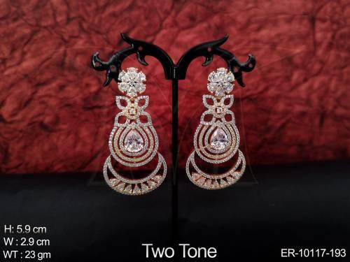 Two Tone Designer Fancy Style Party wear Cz Ad Stones Beautiful Earring